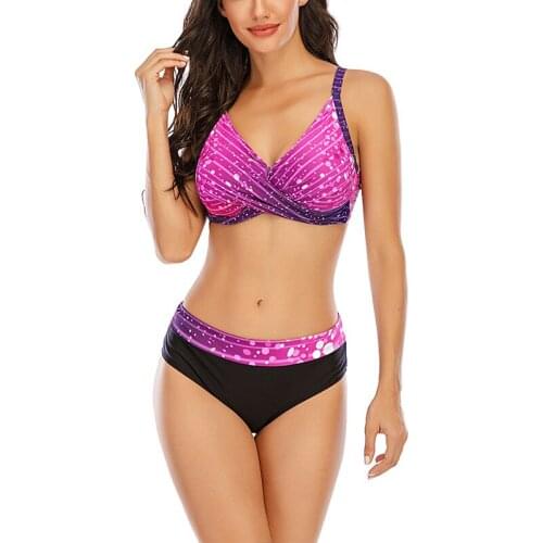 Womens Swimsuits Two-Piece Suits Swimming Suit For Women Beachwear Bath Suits Woman Clothes With Pad Wire Free Plus Size Print
