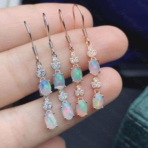 Natural Opal Earrings 925 Silver Womens Earrings Simple, Cute and Fashionable All-match