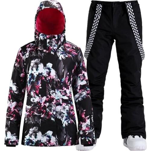 Flower Girls Snow Suit Wear Outdoor Sports Costumes Waterproof Windproof Snowboard Ski Clothing Sets Jacket + Pant Womens -30