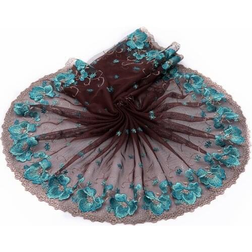 2yds/lot 22cm wide Embroidered Tulle Lace trim mesh lace trim ~Green~Beautiful