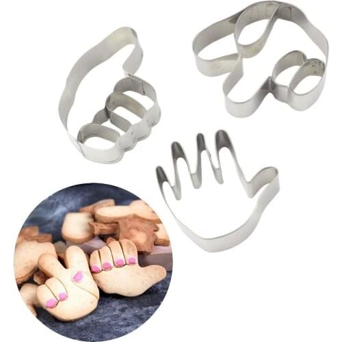 3pcs rock-paper-scissors DIY pastry baking cookie mold,3D Scenario Stainless Steel Biscuit fondant cookie cutter tools