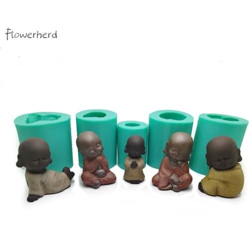 3D Little Monk Silicone Mold Candle Mold Plaster Mold Resin Craft Mold Handmade Diy Buddha Statue Baking Decoration