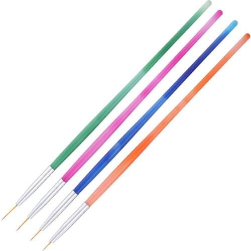 4Pcs/Set Mixed Color Nail Art Drawing Brush Painting Flower Pens Mixed Size Plastic Drawing DIY Nail Art Stripes Brushes Kit