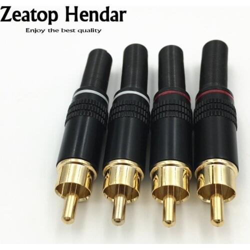 4Pcs Copper RCA Plug Audio Male Connector with Metal Spring DIY Soldering Connector