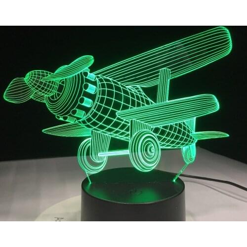 Acrylic Airplane LED Light Modern Kids Bedroom Night Lamp Decorative Home Indoor Lighting 3D Illusion 7 Colorful Change Lamp