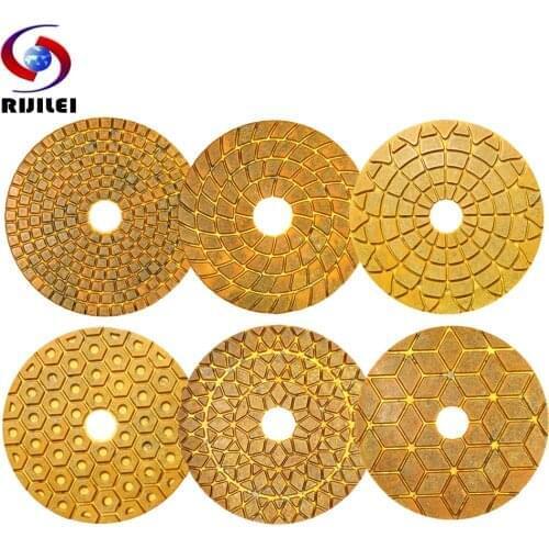 RIJILEI 4Inch Super Diamond Polishing Pad 100mm Copper Metal Bond Wet Polishing Pad for Marble Granite Stone Fast Grinding