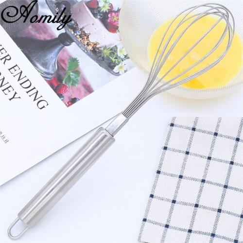Aomily 10 Inches Stainless Steel Egg Whisk Beater Cartoon Smiley Non Slip Handle Egg Beater Light Cream Hair Dryer Cake Tool