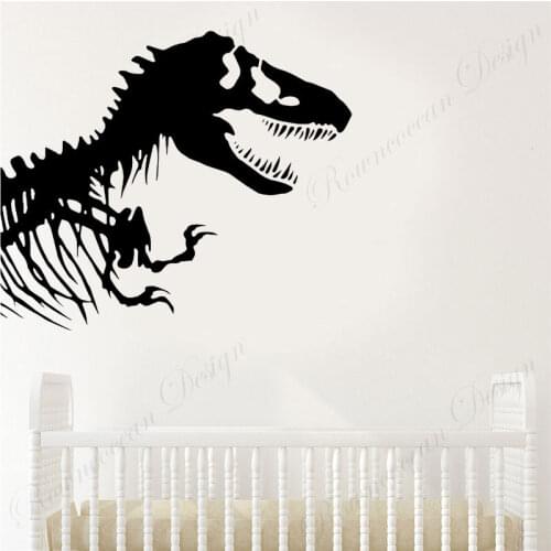 Dinosaur Tyrannosaurus Skeleton Skull Wall Sticker Vinyl Home Decor Kids Baby Nursery Room Cut Wall Decal Transfer Mural A662