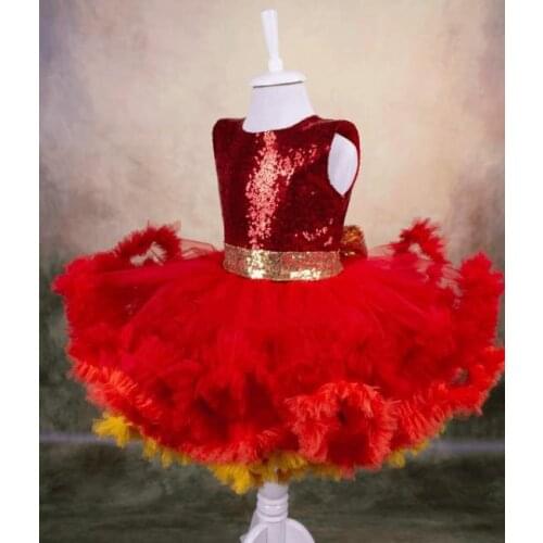 Infant Toddler Girls Birthday Costumes Sequined Top Flower Girl Dress Children Princess Dress Baby Tutu Outfit