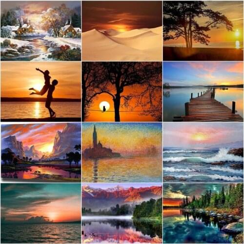 GATYZTORY Oil Kits Paintings By Numbers DIY Pictures Landscape Bridge Home Decoration Canvas Painting Coloring Picture For Home