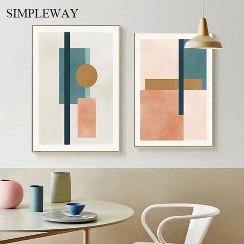 Geometric Minimalist Wall Art Canvas Prints Nordic Style Poster Modern Abstract Painting Wall Picture for Living Room Decoration