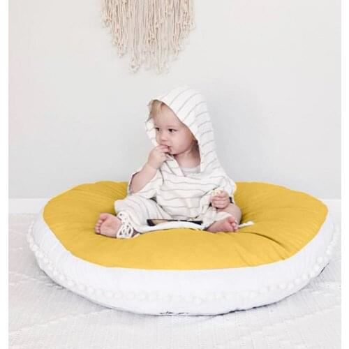 Newborn Baby Play Mat Pure Cotton Woolen Ball Fabric Thickened Children Carpet Baby Round Playing Mat Childrens Room Decoration
