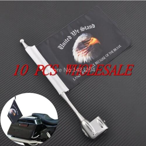 WHOLESALE 10 PCS Premium Flag & Mast Kit Eagle Head USA Flag Pole Luggage Rack Vertical For Honda GoldWing GL1800 2001-2011 Hot