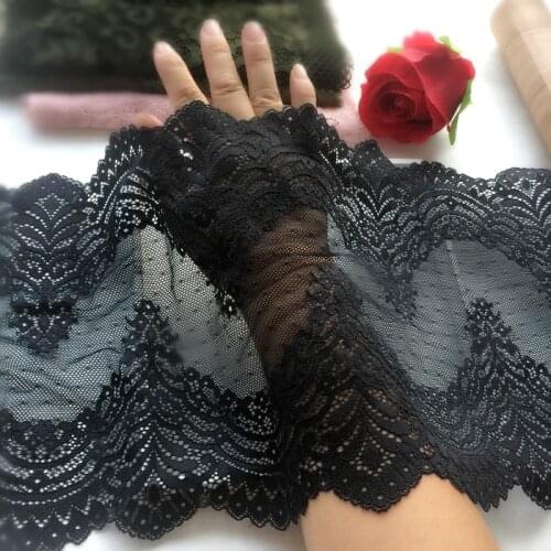 22cm 2meters/lot Good Black lace trimming Elastic Bra Material X527