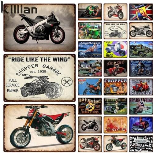 Chopper Garage Metal Plate Home Decoration Personality Ride Like The Wink Text Retro Metal Poster Bar Repair Shop Wall Home Deco