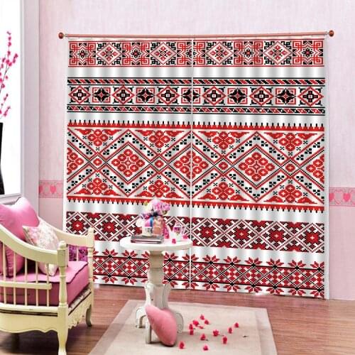 Fashion custom red fabric curtain living room bedroom blackout bathroom shower curtain