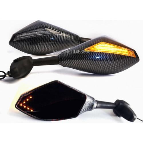 Motorcycle LED Mirrors Turn Signal Reaview Side Mirror Motorcycle Accessories Cafe Racer For Kawasaki Z750S ZX6R/ZX636/ZX6RR