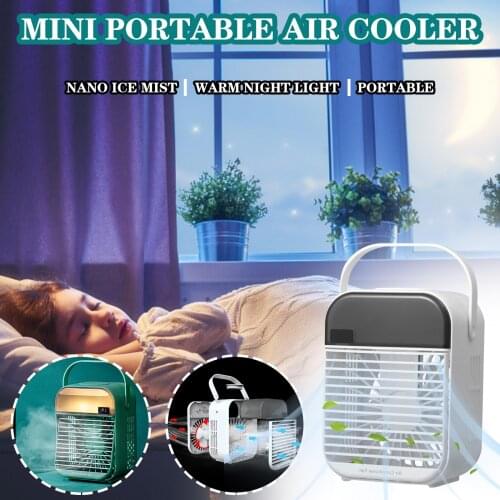 Usb Desk Mini Fan Portable Air Cooler Fan Air Conditioner Light Desktop Air Cooling Fan Humidifier Purifier For Office#g4