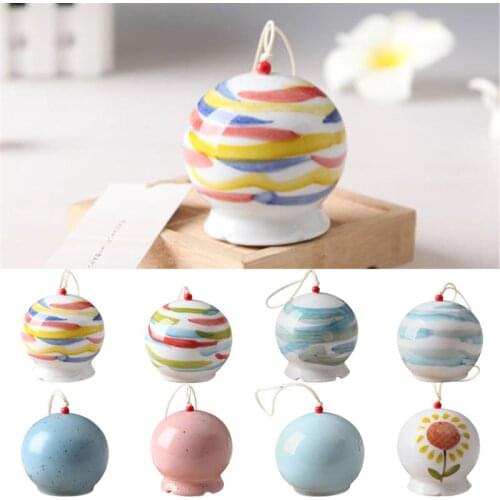 Japanese Style Simple Wind Chime Decorative Handmade Ceramic Wind Bell Hanging Ornament Home Decor Ceramic Crafts