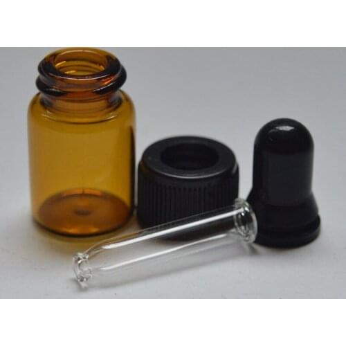 Empty 2ml Amber refillable Perfume Bottle For Essential Oils Glass Dropper Bottle Mini Vial X 300pcs