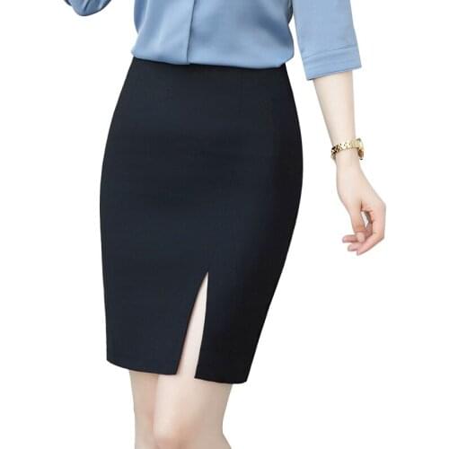 Spring Summer Autumn Front Split Pencil Mini Skirts Elegant High Waist Bodycon Sexy Office Work Skirts 2020