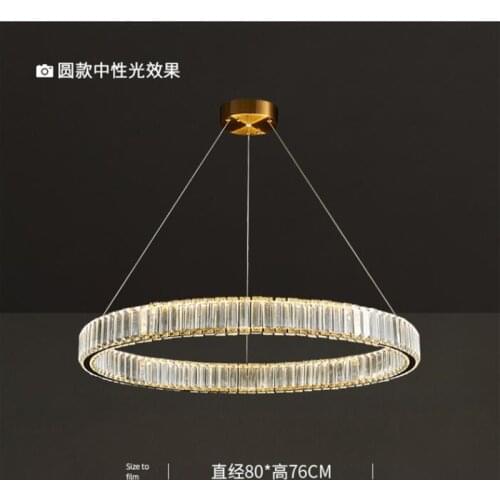 Modern Design Crystal Ring Light Chanderlier LED Luxury Living Room Round Stainless Steel Crystal Suspension Luminaire Pendant