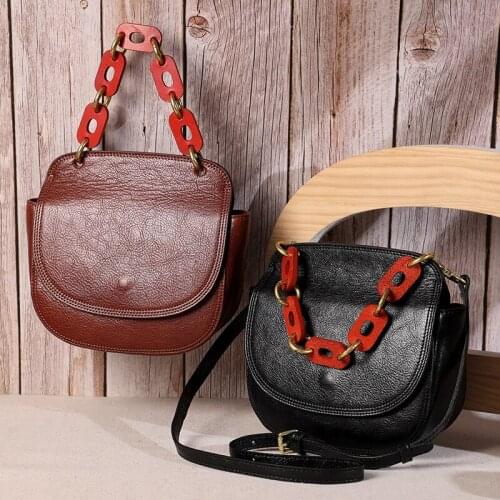 Handmade genuine leather Solid Crossbody Bags For Women 2020 Chain Messenger Shoulder Bag Ladies Purses and Handbags Cross Body