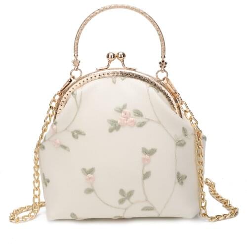 Summer Beautifully Embroidered Shoulder Bag Lady Retro Metal Side Carved Handbag Elegant Crossbody Bags For Women