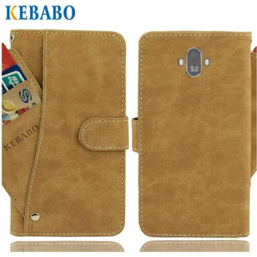 Vintage Leather Wallet DEXP BS550 Case 5.34" Luxury 3 Front Card Slots Cover Magnet Stand Phone Protective Bags