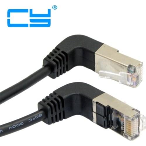 Down & Up Angled 90 Degree 8P8C FTP STP UTP Cat 5e Lan Ethernet Network Patch Cord Cable 50cm