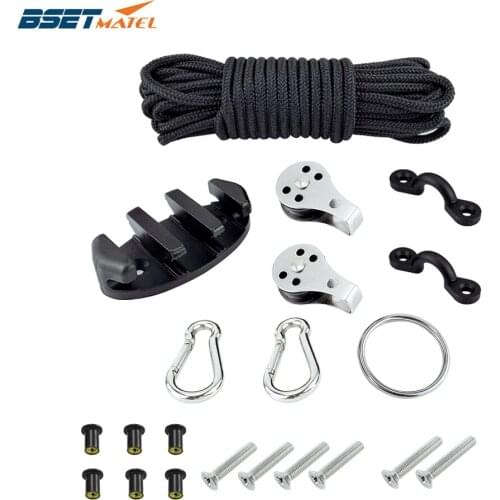 Water Sports Kayak Canoe Anchor Trolley Kit Cleat Rigging Ring Pulleys Pad Eyes Well Nuts Screws Rope Boats Decks Accessories