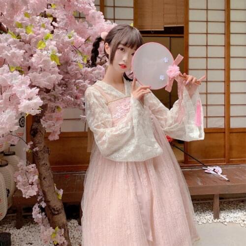 Chinese style Chinese element Lolita dress Womens Cosplay Costumes super fairy Autumn sweet college wind bow dress