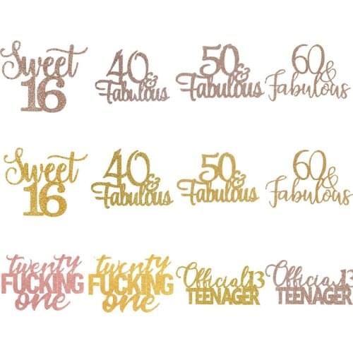 Gold Fabulous Cake Topper 13 16 21 40 50 60 Years Old Happy Birthday Party Glitter Picks Decorating Supplies Cupcake Toppers