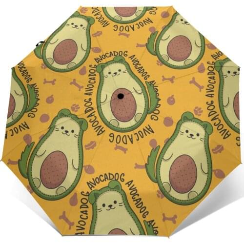 Wind Resistant Folding Automatic Umbrella Women Auto Cartoon Avocado Dog With Separate Windproof Umbrellas Rain For Men Parasol