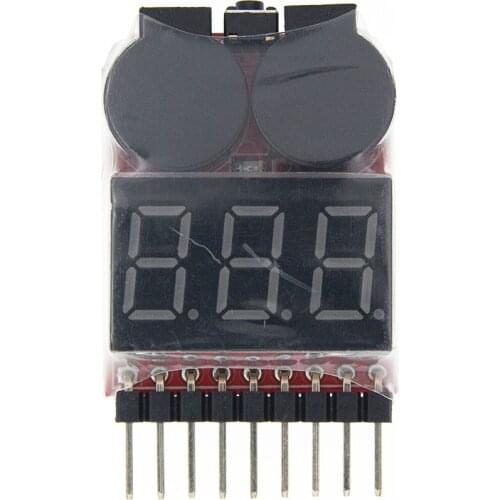 1-8S Lipo/Li-ion/Fe RC helicopter airplane boat etc Battery Voltage 2 IN1 Tester Low Voltage Buzzer Alarm