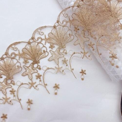 1 Meter/lot Width 8.3cm Chinese Style Golden Water Soluble Lace Trim Ribbon DIY Lolita Cosplay Clothing Accessories