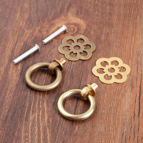 1Pc Antique Bronze Brass Jewelry Box Ring Knobs Furniture Hardware Furniture Drawer Cabinet Door Kitchen Pull Handle