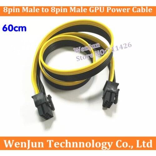 1PCS NEW 60CM PCI-E 8Pin Male to 8 Pin Male GPU Power Extension Cable 18AWG Ribbon Cable for video graphic card