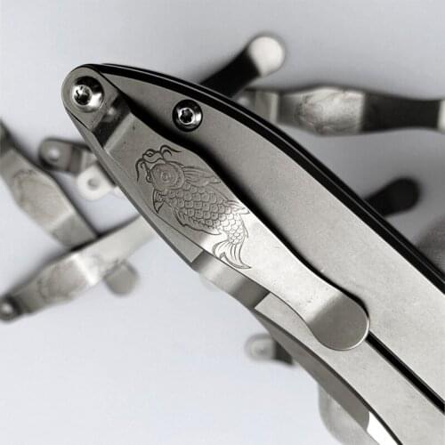 1 pcs Titanium Alloy Koi Fish Pocket Knife Back Clip For Sanrenmu Land 812 901 902 EDC Tools Knives Making DIY Accessories Parts