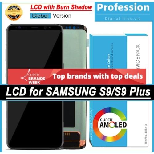 100% Tested AMOLED Display with Burn Shadow for Samsung Galaxy S9 G960 G960F S9 Plus G965 G965F LCD Touch Screen Repair Parts
