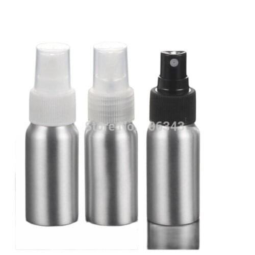 100pcs 30ml Aluminium bottle metal bottle with white /transprent/black sprayer pump, sprayer bottle