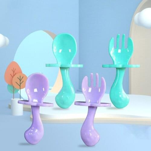 2pcs Infant Fork And Spoon Tableware Set Feeding Set Kid Utensils Toddler Anti-Choke Self Feeding Accessories Learn How To Feed