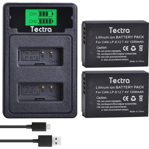 2PCS LP-E12 LPE12 LP E12 Camera Battery+LCD USB Type C Charger for Canon M 100D Kiss X7 Rebel SL1 EOS M10 EOS M50 DSLR