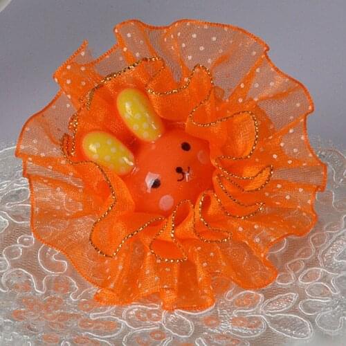 2pcs Original Head Rabbit Ears Fabric Polka Dot gold Flower Headdress Korea Trinkets Rubber Band Hair Rope Ring Hair Accessories