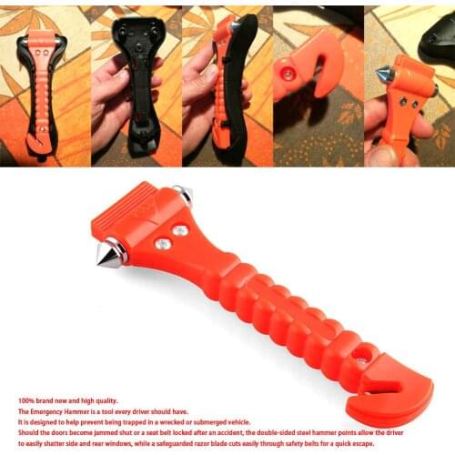 2 In 1 Mini Car Safety Hammer Life Saving Escape Emergency Hammer Seat Belt Cutter Window Glass Breaker Car Red Safety Hammers