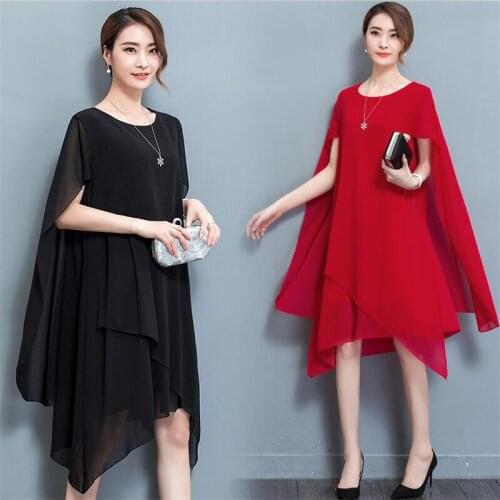 2020 Fashion Women Dress Chiffon irregular dress plus size casual dress ,big size summer ladys dress, L-5XL