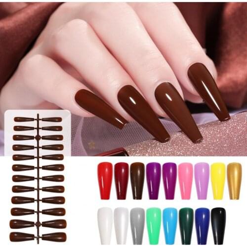 24Pcs/Sheet Candy Color False Nail Tips Full Cover Matte Acrylic Ballerina Fake Nails Tip DIY Beauty Manicure Extension Tools