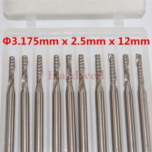 3.175mm*2.5mm*12mm,CNC machine solid carbide tungsten end mill,woodworking milling cutter,1 Flute end mill,PVC,MDF,acrylic,wood