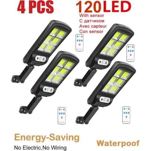 4pcs tabular oblong 3 Modes LED Solar Light Outdoor Solar Lamp PIR Motion Sensor solar Wall Light Waterproof remote control adju