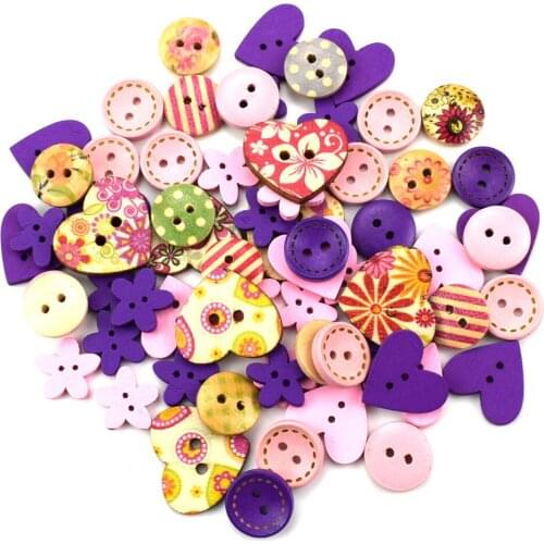 400PCS Mixed Wood Sewing Wooden Buttons for Kids Clothes Scrapbooking Decorative Botones Needlework DIY Accessories